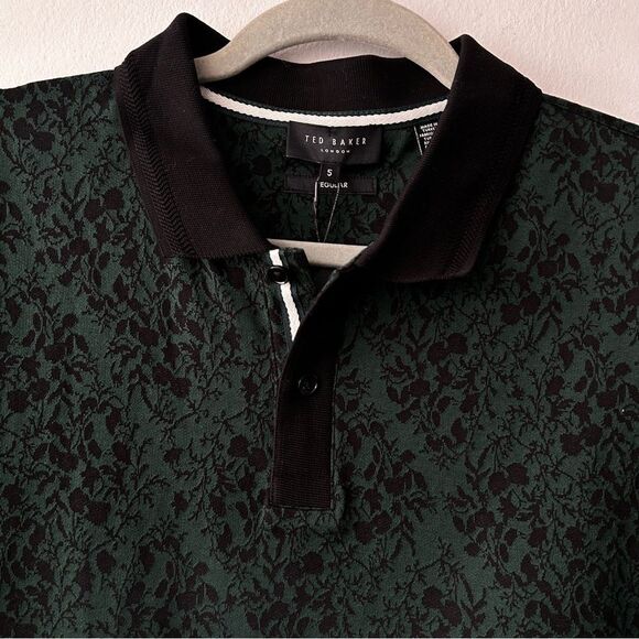 Ted Baker London Ealis Regular Fit Floral Jacquard Polo in green - Picture 7 of 13